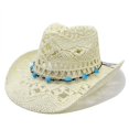 thumbnail image 2 of Shadoumai Summer Outdoor Western Cowboy Hats Hand Woven Straw Hat Breathable Beach Cap Jazz Sunhat for Men Women Black, 2 of 4