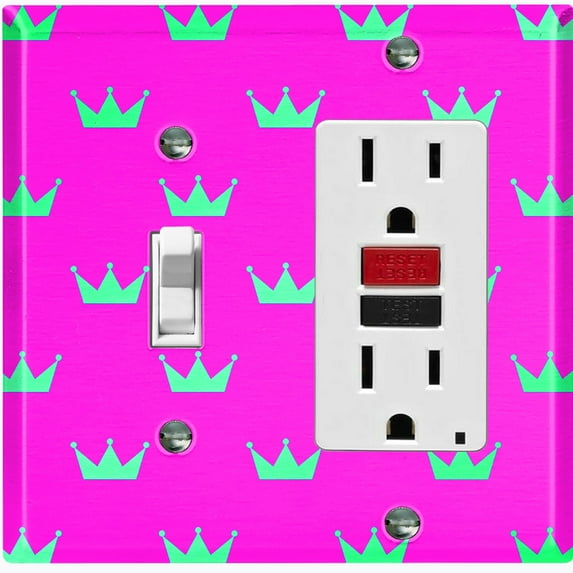 Metal Light Switch Plate Cover Teal Royal King Queen Crown KIN009