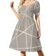 thumbnail image 1 of Elegante vestido de fiesta de manga corta con estampado geométrico en oro rosa para mujer, vestidos de noche de lujo para mujer., 1 of 7