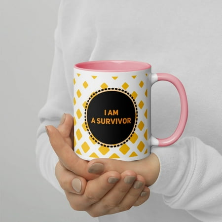 

GloWell Designs - Mug with Color Inside - Affirmation Quote - I Am A Survivor