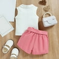 thumbnail image 2 of Cathalem Little Girl Clothes 4t-5t Summer Toddler Girls Sleeveless Ribbed Vest Tops And Shorts Outfit Dress Pants for Teen Girls Childrenscostume Pink 3-4 Years, 2 of 5