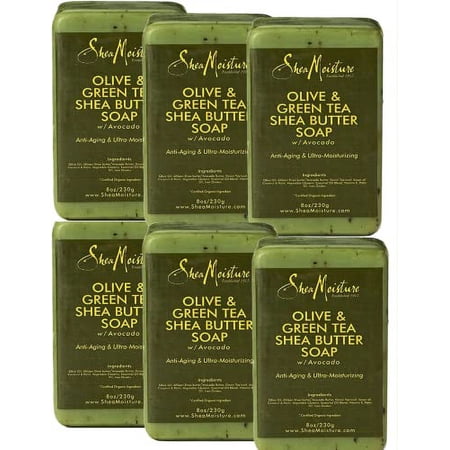 Shea Moisture Soap 8 Ounce Bar Olive & Green Tea Shea Butter (235ml) (6 Pack)