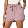 thumbnail image 1 of 2025 Women's Shorts Women's Solid Color Casual Ropa Para Mujer Drawstring Pocket Shorts Stylish Women Shorts athletic Pack Plain Weave Beach Shorts Bike Shorts Women with Padding Women's Shorts, 1 of 8