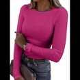 thumbnail image 1 of Camisetas de Larga para Mujer, Tops Ajustados de Punto Acanalado, Conjuntos de Otoño, Camisetas Informales, Ropa Interior, Ropa Interior, Rosa Roja L, 1 of 8
