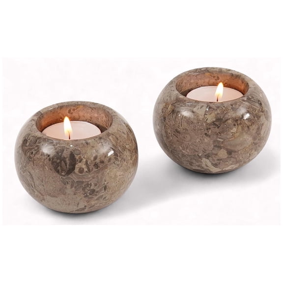 Elborse Marble Tealight Candle Holder 3 inch Oceanic Handmade Set of 2 Mini Candle Holders for Dining, Decorative Votive Candle Holder and Marble Taper Holder for Home Decor