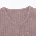 thumbnail image 6 of HLKJKLS Long Sleeve Shirts For Women V Neck Real Sequin Glitter Knitted Sweater Polyester Spandex Winter Cozy Pink S-3Xl, 6 of 9