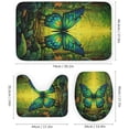 thumbnail image 3 of 4 Pcs Farmhouse Butterfly Shower Curtain Set with Non-Slip Rug, Toilet Lid Cover, Bath Mat Watercolor Plants Leaves Animals Shower Curtain with 12 Hooks for Bathroom Decor, 3 of 8