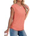 thumbnail image 4 of Remera de mujer Sampeel color coral con mangas cortas y frunces, talle M, 4 of 5
