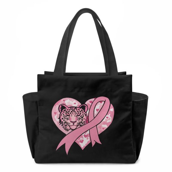 chaqlin Ribbon Leopard Print Insulated Lunch Bags for Women Portable Reusable Tote Bag with Handle Water Resistant Cooler Lunch Box for Work Picnic Travel