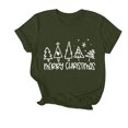 thumbnail image 1 of Navidad Mujeres Tops, Cuello Redondo Manga Corta Impresa Camiseta, Vintage Holiday Humor Tee Top, 1 of 7