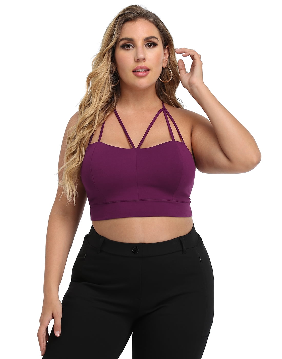 Umitay Women Spaghetti Strap Plus Size Sports Bra Large Size D Cup Lingerie  Sling Wrap Chest 