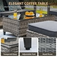 thumbnail image 6 of MEISSALIVVE 9 Pieces Outdoor Patio Furniture Sets,PE Wicker Patio Conversation Sets with 4 Wood Armrests Swivel Rocker Chairs，2 Ottoman and Coffee Table(Gray), 6 of 7