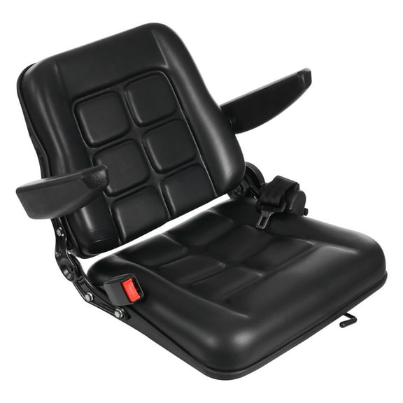 Forklift Seat Adjustable Backrest Lawn Mower Tractor Seat Forklift Excavator Seat w/ Armrests