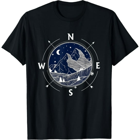 Great Outdoors Wanderlust Shirt Boho Mountain Compass T-Shirt men and women can wear, black, white, gifts