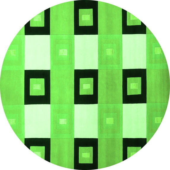 Ahgly Company Indoor Round Checkered Green Modern Area Rugs, 3' Round