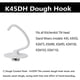thumbnail image 5 of Kearding Reemplazo del gancho para de pan en forma de C K45DH para Kitchen-Aid K45 K45SS KSM90 4.5 QT Stand Mixer Herramientas y accesorios para hornear, 5 of 6