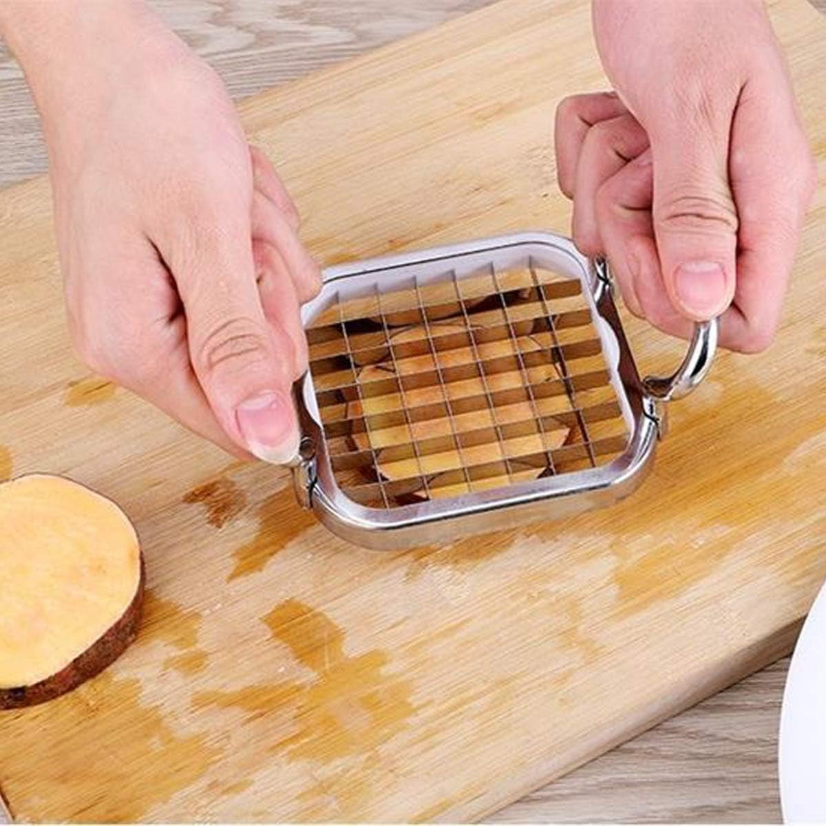 Powerlift Potato Chipper-Stainless Steel 5in 1 Potato Chopper Cutter Fruit Chip Cutter French Fry Tool Effort-saving Kitchen Gadgets