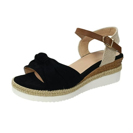 

Women Slippers Sandals For Women Wedges Sandals Causal Peep Toe Shoes Classic Fit Sandals Black 10