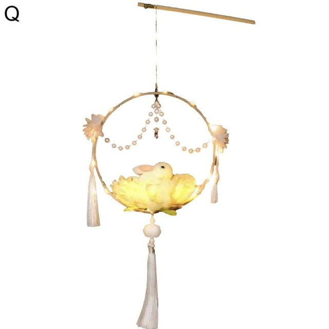 Rabbit Lantern Hanging Ornament Tassel Charms Lightweight Glowing Portable Lantern Children DIY Handcrafts