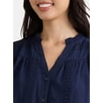 thumbnail image 4 of Time and Tru Women's Eyelet Embroidered Peasant Blouse, Sizes XS-XXXL, 4 of 5