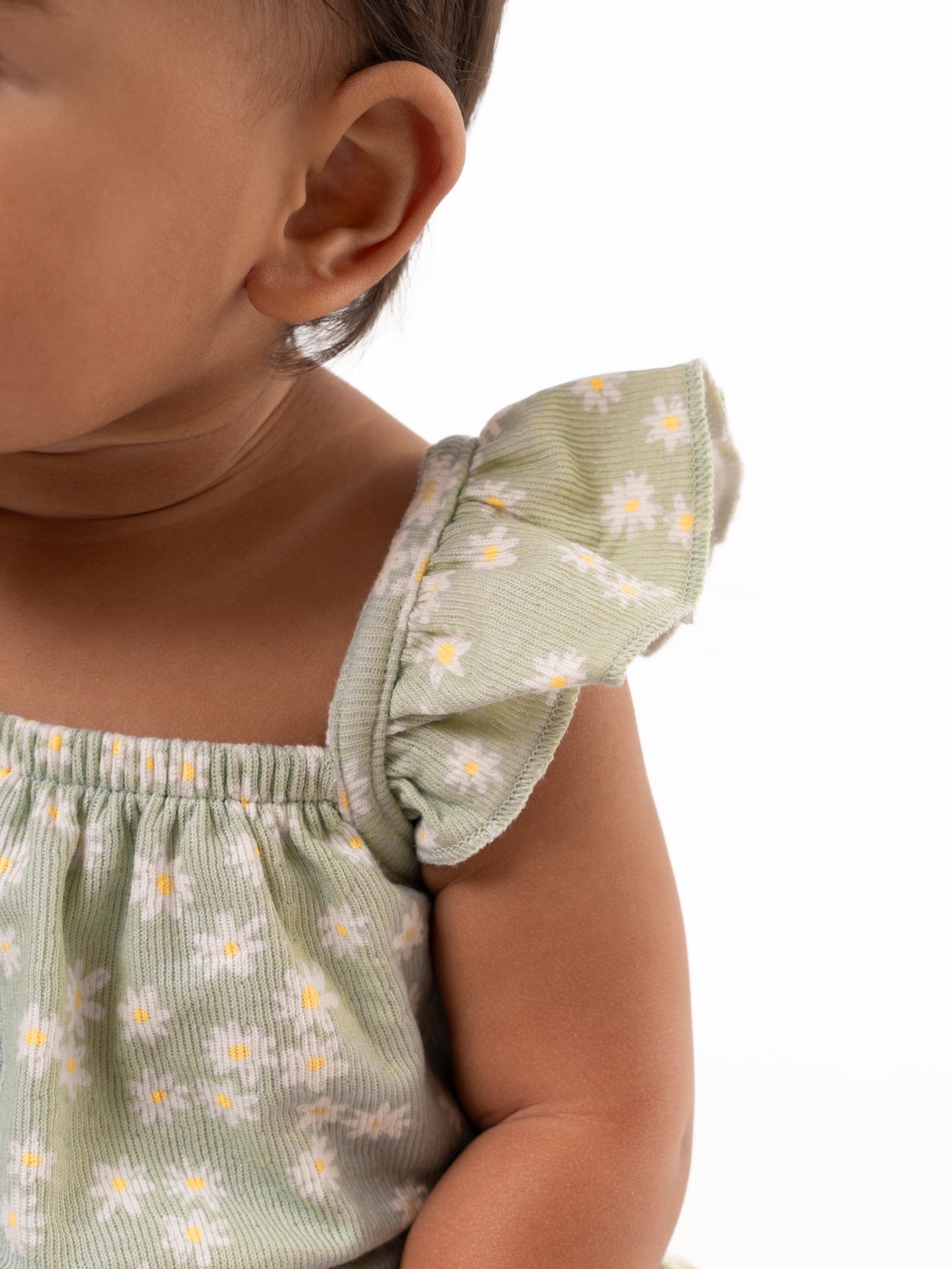 Modern Moments by Gerber Baby Girl Bubble Romper with Ruffle Shoulder Straps, Sizes 0/3 Months - 24 Months