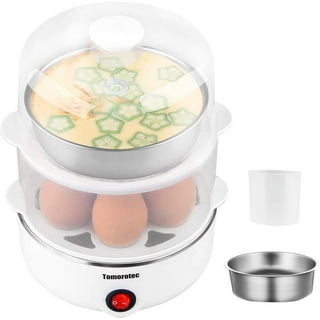  BELLA Double Tier Egg Cooker, Boiler, Rapid Maker & Poacher,  Meal Prep for Week, Family Sized Meals: Up To 12 Large Boiled Eggs,  Dishwasher Safe, Poaching and Omelet Trays Included, One