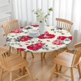thumbnail image 3 of 44in Round Tablecloth with Elastic Edge, Waterproof Fitted Table Cover for 36-44" Tables, Floral Theme Polyester Reusable Table Cloths Wipe Clean for Picnic, Dining, Outdoor Use and Party Decor, 3 of 7
