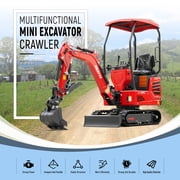 HUAYEE 1.4 Ton Mini Excavator with 200mm Digging Bucket, Ripper, Landscape Rake, HY14C Small Digger with 13.5 HP Engine, Side Swing, Hydraulic Thumb, In-stock in the US