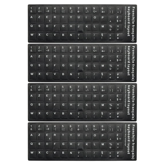Uxcell French Keyboard Stickers Universal Keyboard Cover Frosted, Black Background White Lettering 4 Pack