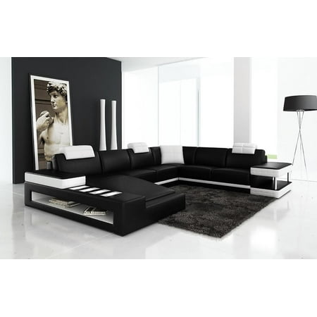 Maxwest 622 Bw Modern Black White Bonded Leather 4pcs Sectional