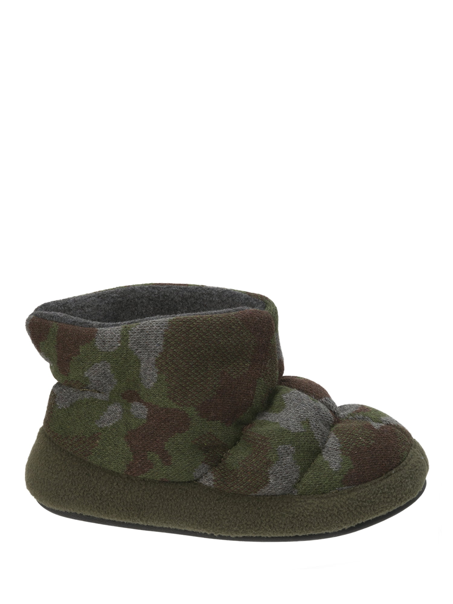 Dearfoams Boy's Camo and Fleece Bootie Slippers