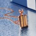 thumbnail image 2 of Gem Stone King 18K Rose Gold Plated Silver Brown Tiger Eye and White Created Sapphire Pendant Necklace for Women (6.52 Cttw, Gemstone Birthstone, Emerald Cut 14X10MM, with 18 inch Silver Chain), 2 of 4