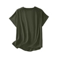 thumbnail image 2 of Ticikt Women's Casual Blouse, Summer Loose Solid Color V-Neck Short Sleeve Tunic Shirt,Green,M, 2 of 4