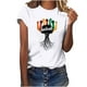 thumbnail image 1 of Tops de Manga Corta para las Mujeres de Ajuste Suelto, Día de la Independencia Negro Impreso, Cuello Redondo Suelto Superior, 1 of 4