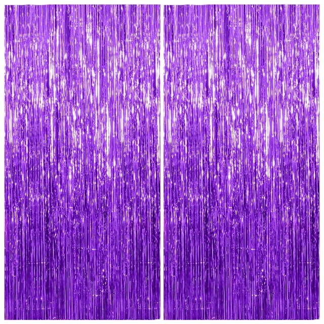Telón de fondo de cortina metalizado morado, paquete de 2 unidades