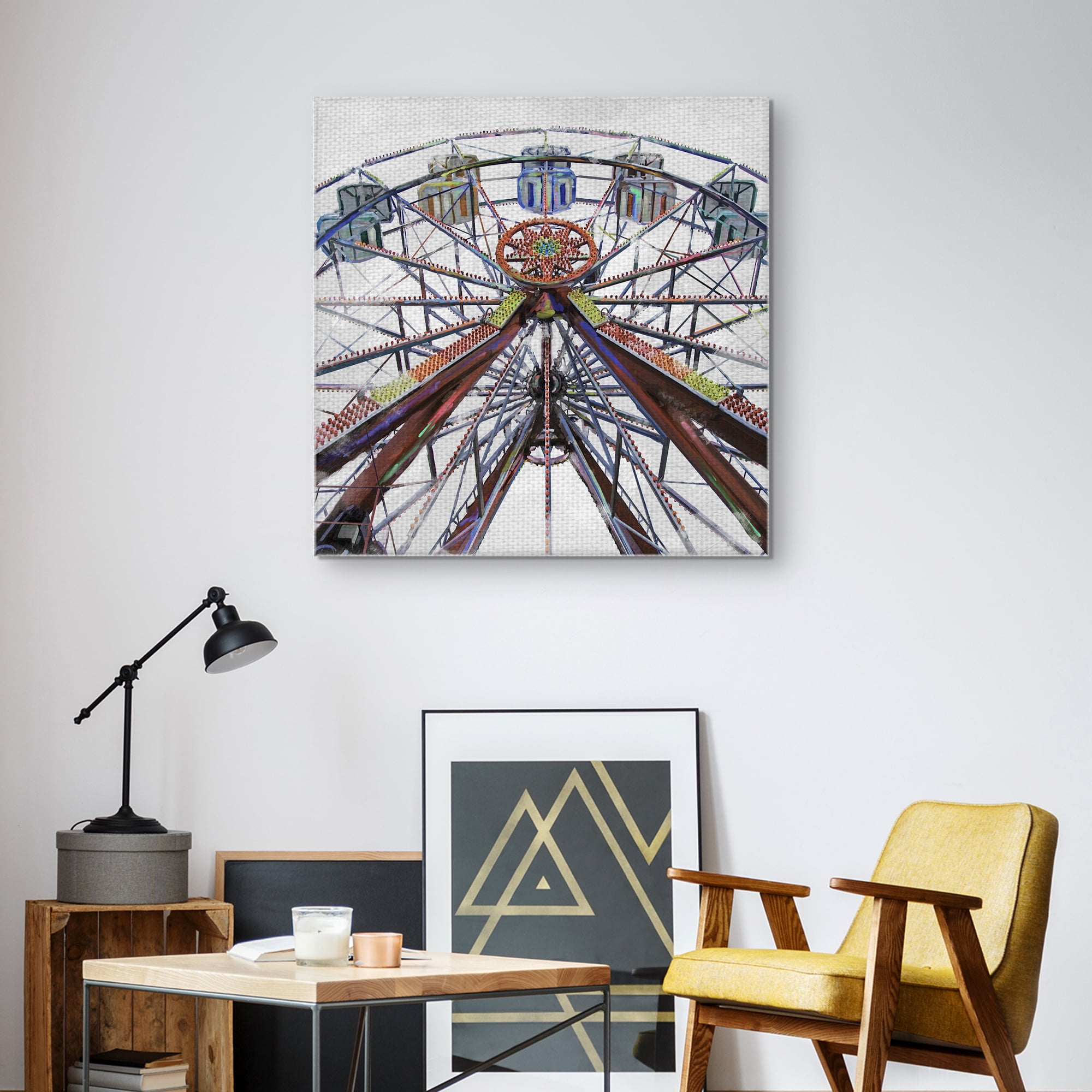 Fine Art Canvas Freewheeling Light Ferris Wheel by Studio Arts Canvas Art Print
