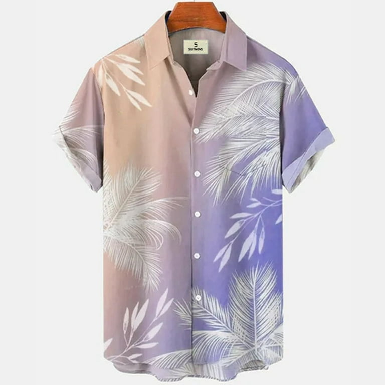 Yuhaotin male Beach Wear for Men 2024 Floral Shirt for Men Tropical Casual Short Sleeve Button Down Printed Beach Shirts Mens Button Down Short Sleeve