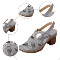 thumbnail image 7 of Women's Heeled Sandals Open Toe Chunky Heels Adjustable Ankle Strap Hollow out Soft Leather Dress Shoes Ladies Summer Casual Footwear Gray Size 9, 7 of 7