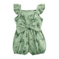 thumbnail image 1 of Baby Girl's Romper, Ruffle Sleeveless Bowknot Decoration Floral Printed One Piece Sling Romper, 1 of 9
