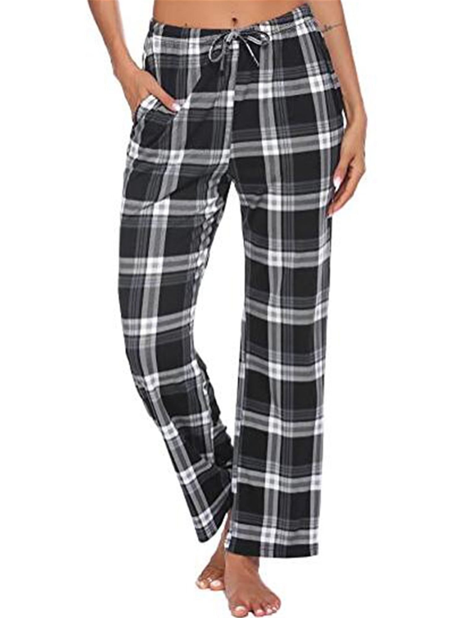 Ekouaer Women's Lounge Pants Comfy Pajama Bottom with Pockets Stretch Plaid Sleepwear Drawstring Pj Sleep Bottoms Pants 