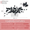 thumbnail image 5 of Miallo Black Bridal Hair Comb for Wedding, Decorative Leafy Branch Crystal Headpiece, Modern Rhinestone Hair Comb for Bridesmaids and Prom, 5 of 7