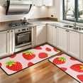 thumbnail image 3 of Kitchen Rugs Sets Of 2,Red Strawberry Plants Fruit Pink Pattern Anti Fatigue Kitchen Mat Rugs Non Slip Washable,Decorative Kitchen Floor Mats for Kitchen,Sink,Laundry,17"x47"+17"x47", 3 of 5