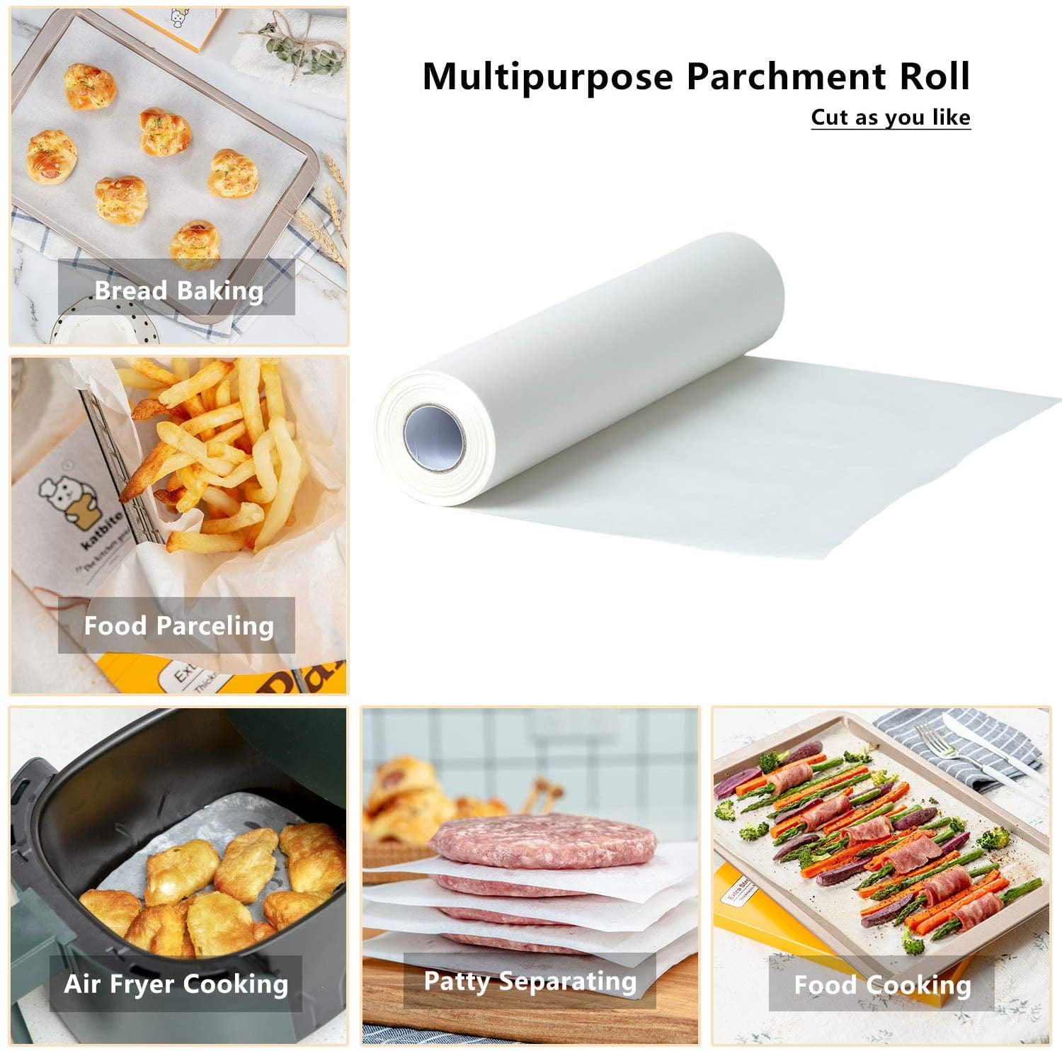  White Parchment Paper Roll for Baking - Non-Stick Parchment  Paper For Baking, Grilling, Cooking, Steaming, and Air Fryer - Titan Baking  sheets for oven: Home & Kitchen