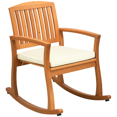 thumbnail image 1 of Outsunny Wooden Rocking Chair, Indoor Outdoor Porch Rocker w/ Cushion Teak, 1 of 10