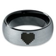 thumbnail image 2 of Tungsten Gamer Heart Band Ring 8mm Men Women Comfort Fit Black Dome Brushed Gray Polished Size 4.5, 2 of 4