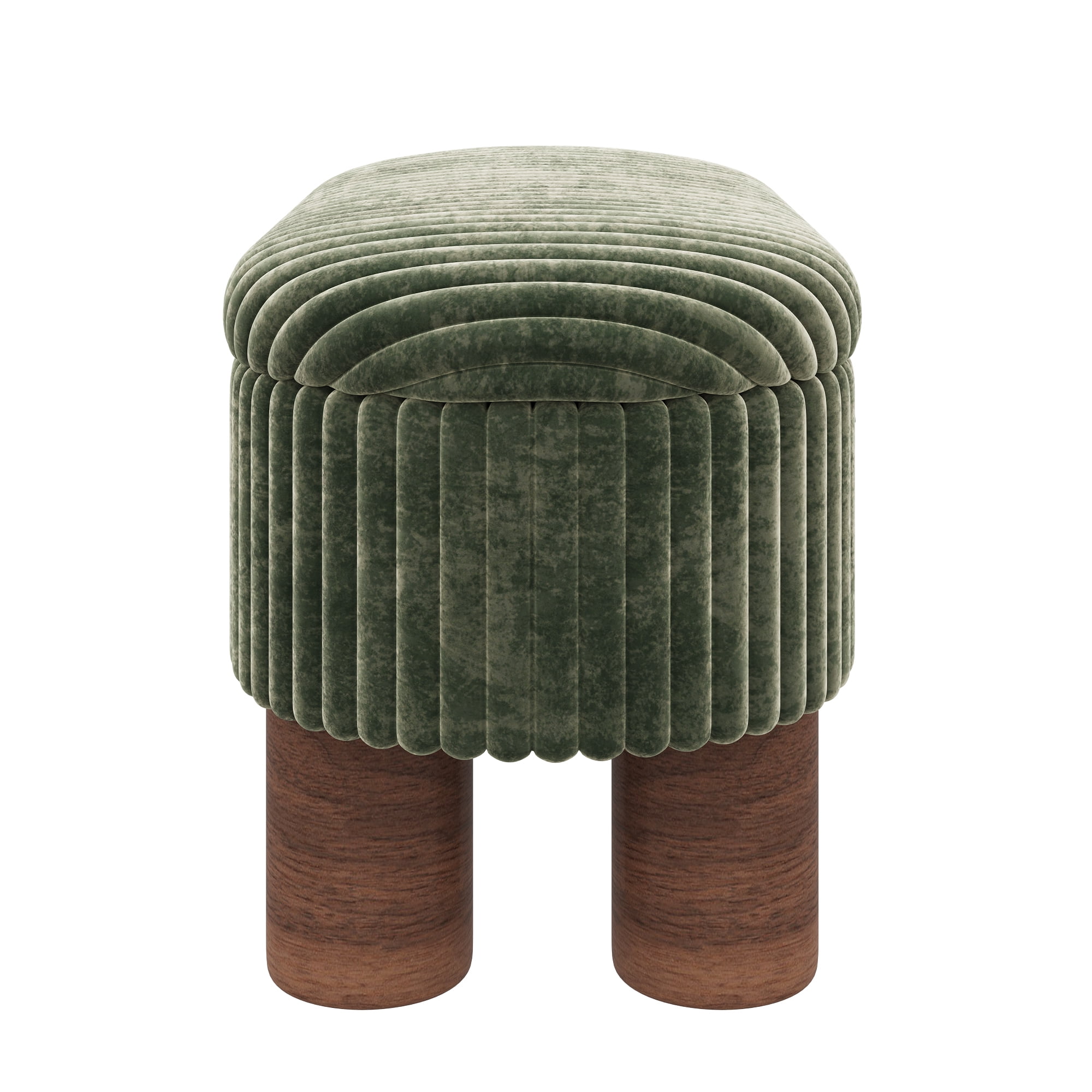 Euroco Modern Storage Ottoman Bench,Corduroy Upholstered Entryway Shoe Bench, End of Bed Bench for Living Room Bedroom,Green