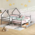thumbnail image 3 of EUROCO Twin House Bunk Bed with Drawers for Kids Room, Gray, 3 of 18