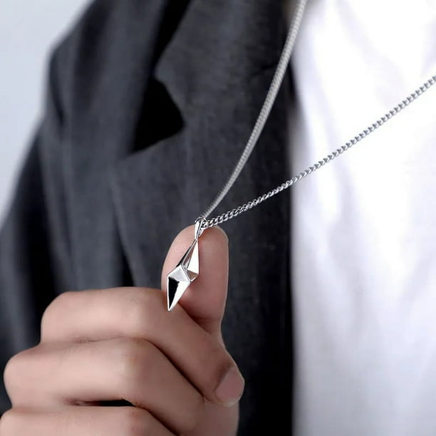 Collar con colgante de iluminacion de trueno 3D para hombres y mujeres cadenas de cuello de acero inoxidable encanto rombico geometrico collar de sueter de Hip Hop Walmart en linea