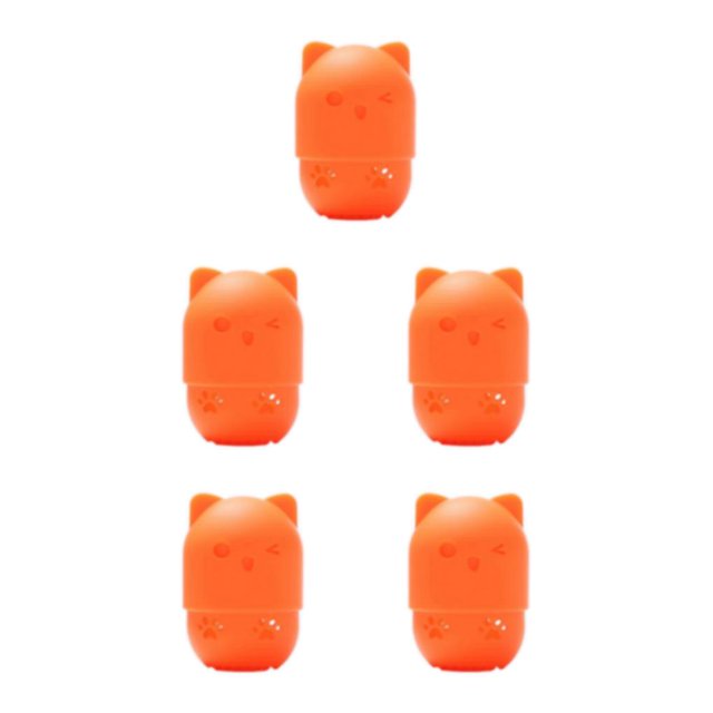 Destyer Chat en Forme d'Éponges dans l'Ordre Lavable et Réutilisable Boîte de Rangement pour la Maison orange 5Set