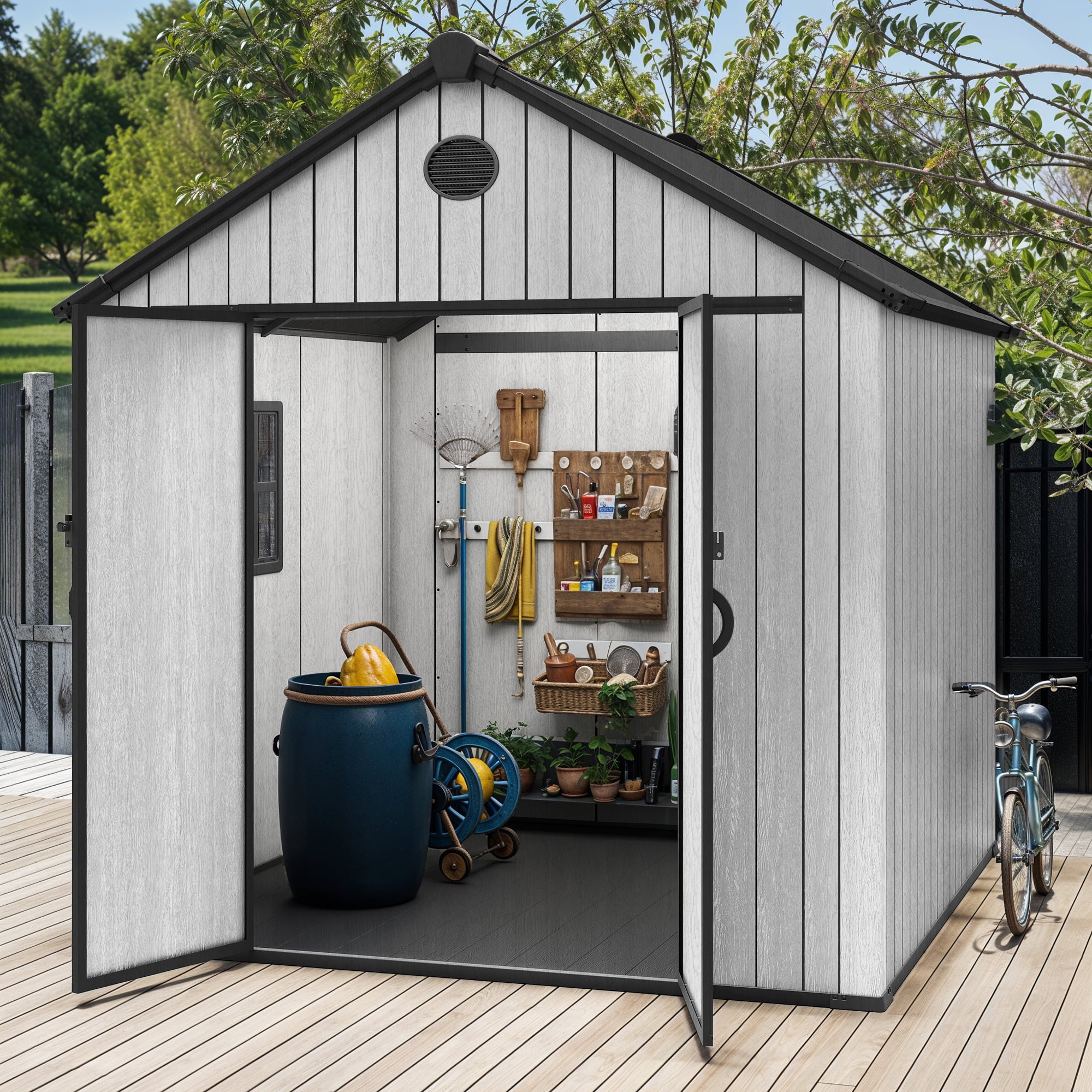 Suncast 7 x 7 ft. Modern Shed for Outdoor Garden Lawn Mower and